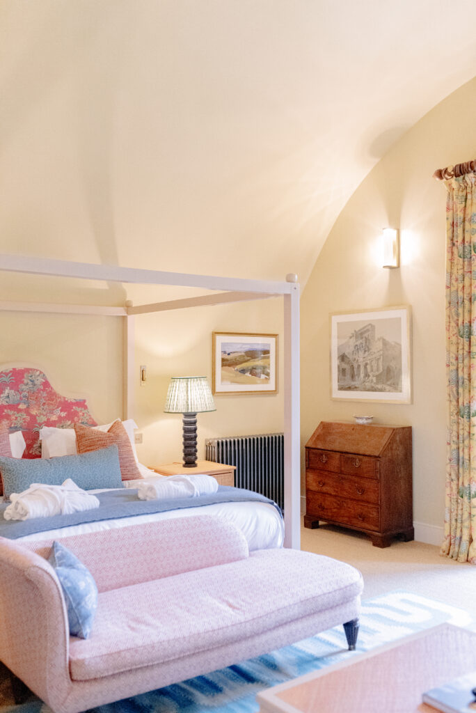 The garden suite bedroom of Penicuik House, Penicuik Estate, Scotland — a private country estate wedding venue near Edinburgh. Image by luxury fine art wedding photographer Scotland, Jill Cherry Porter, in connection with luxury wedding planner, Emma Matthews founder of Timeless White Wedding Planning, and Jill Alexander, luxury wedding florist UK, The Little Flower Atelier.