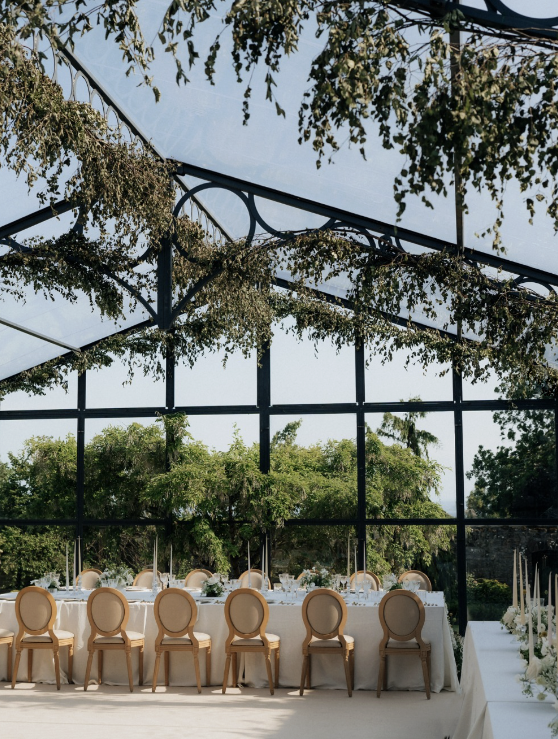 Luxury private estate wedding with glass marquee in Scotland, styled and planned by leading luxury wedding planner uk, Hannah Perry and designer Maria Elizabeth Designs.