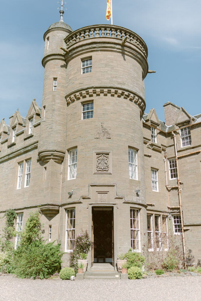 The exterior of Birkhill Castle, an exclusive-use private estate wedding venue in Scotland
