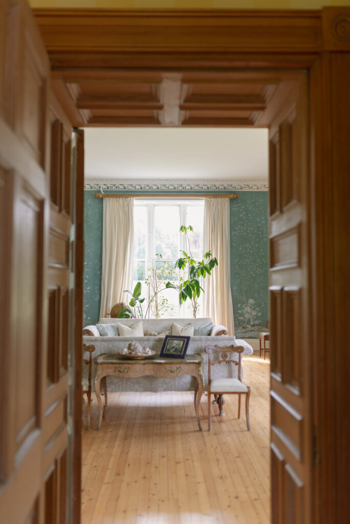 The drawing room of Birkhill Castle, an exclusive-use private estate wedding venue in Scotland