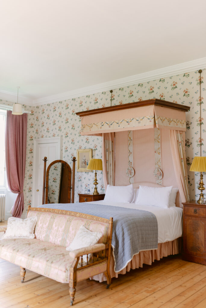 Guest bedroom with floral interiors