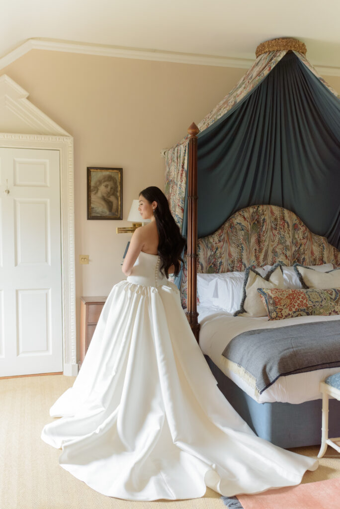 Emma Beaumont wedding dress, in Penicuik Estate Scotland.  Wedding Photography by Jill Cherry Porter.