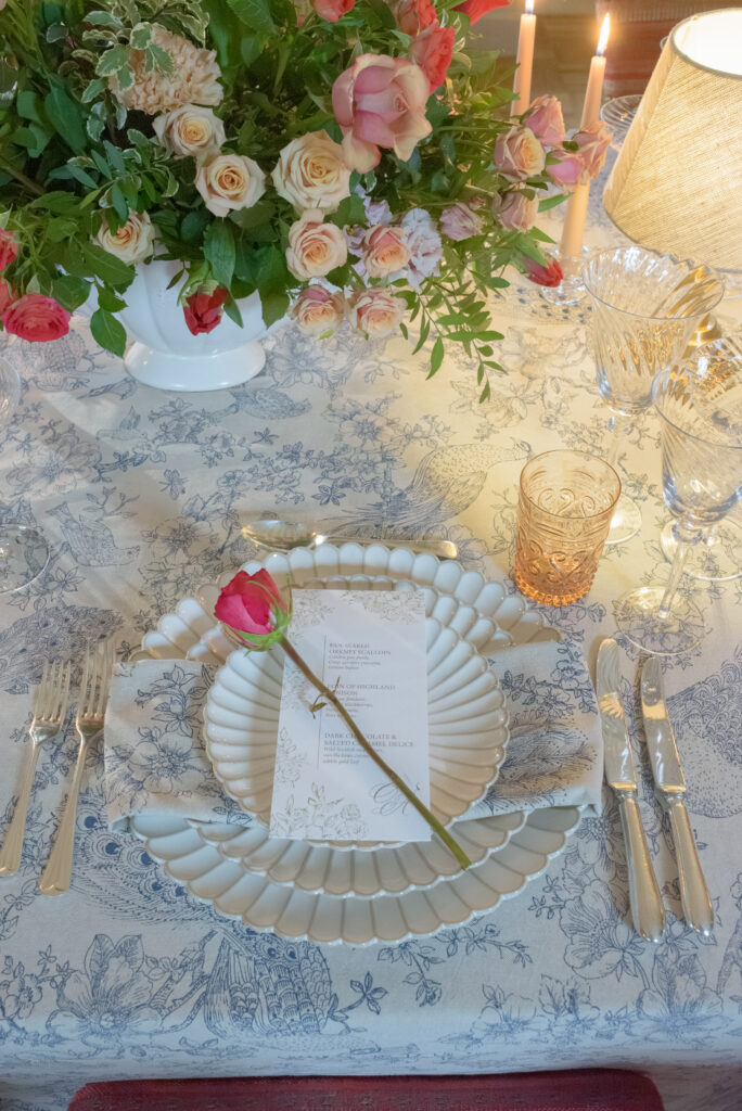 Chatsworth Linens by Chateau Noir Event Hire, in Penicuik Estate Scotland. Featuring Splendid Hire tableware, wedding photography by Jill Cherry Porter.