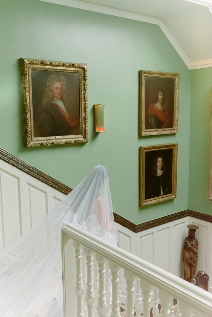 Penicuik House wedding venue in Scotland featuring ceremony archway, reception design, courtyard, bridal preparation, stationery and interior details